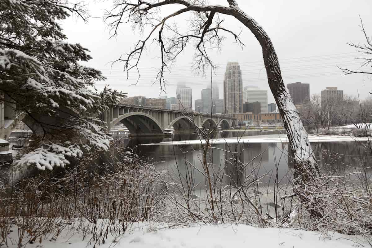 A view of Minneapolis in the winter.